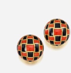 Tiffany & Co. Angela Cummings Bracciale intarsiato in giada nera e corallo in oro 18k + orecchini