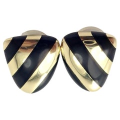 Tiffany & Co. Angela Cummings Inlaid Black Jade Yellow Gold Earrings