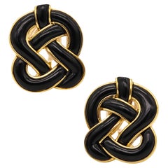 Tiffany & Co. Angela Cummings Knots Earrings in 18kt Yellow Gold with Black Jade