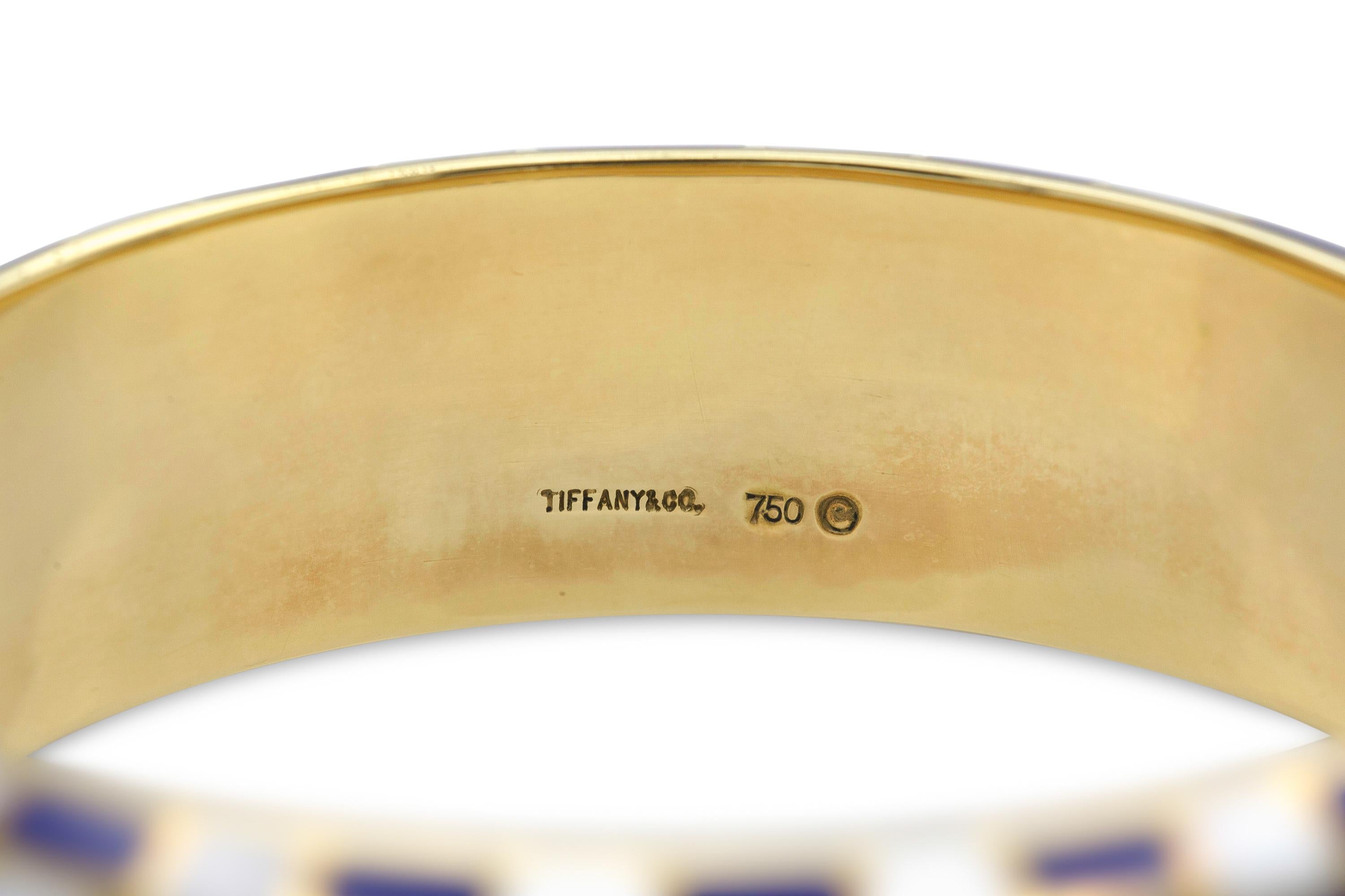 Square Cut Tiffany & Co. Angela Cummings Lapis and Mother of Pearl Bangle Bracelet