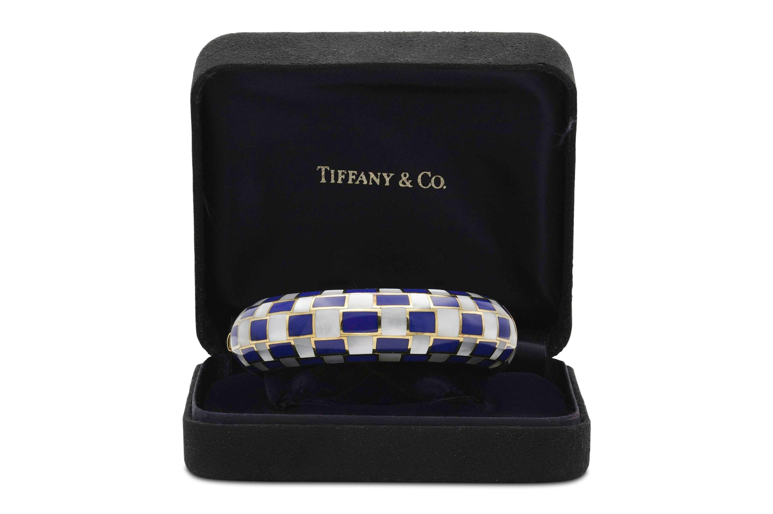Tiffany & Co. Angela Cummings Lapis and Mother of Pearl Bangle Bracelet In Good Condition In New York, NY