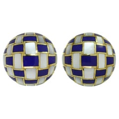 Vintage Tiffany & Co. Angela Cummings Lapis Lazuli Mother-of-pearl Yellow Gold Earrings