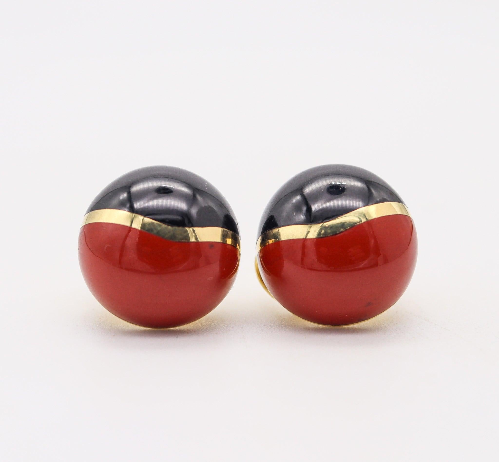 TIFFANY & CO. Angela Cummings Modernist Ohrringe 18Kt Gold Jaspis & Jade (Modernistisch) im Angebot