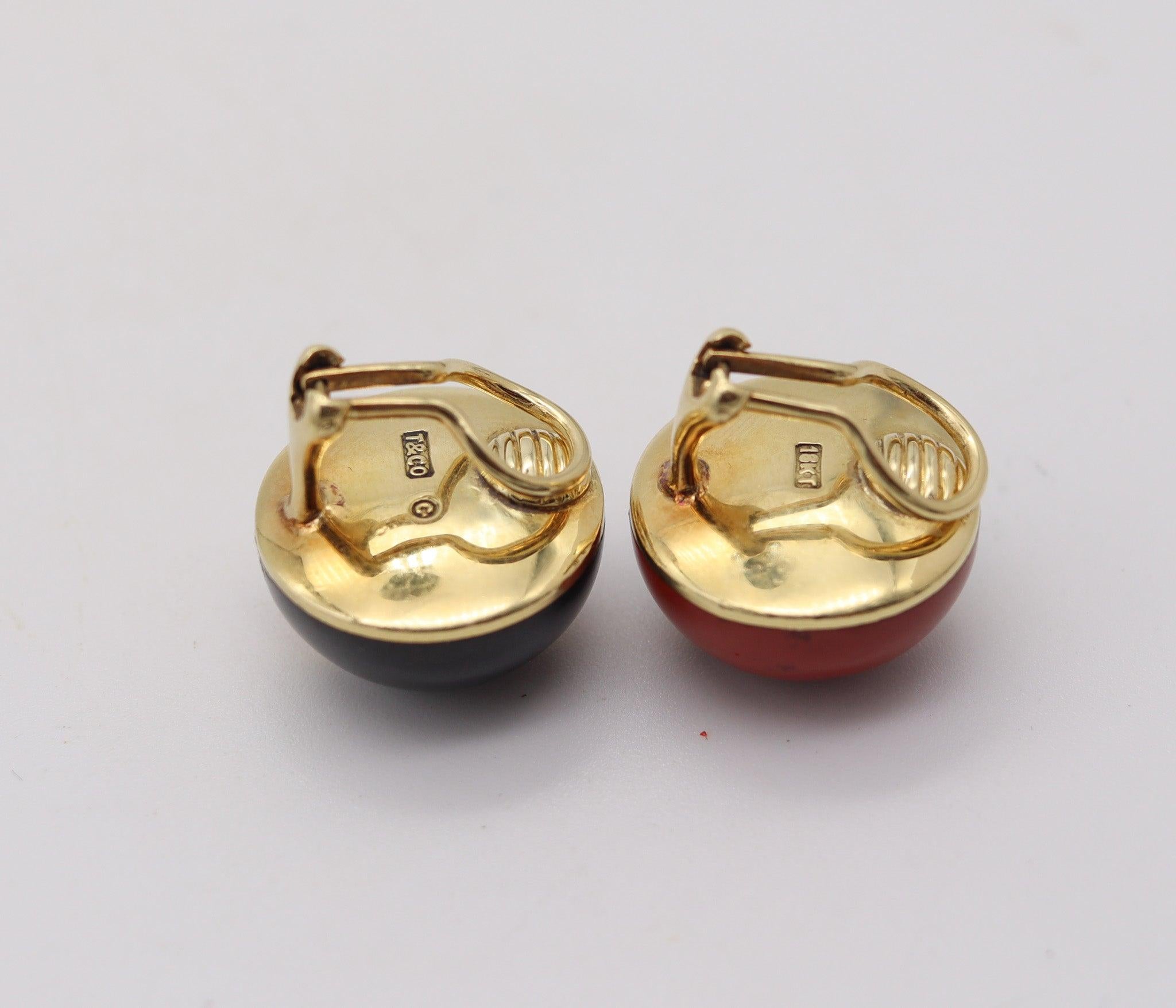 TIFFANY & CO. Angela Cummings Modernist Ohrringe 18Kt Gold Jaspis & Jade im Zustand „Hervorragend“ im Angebot in Miami, FL