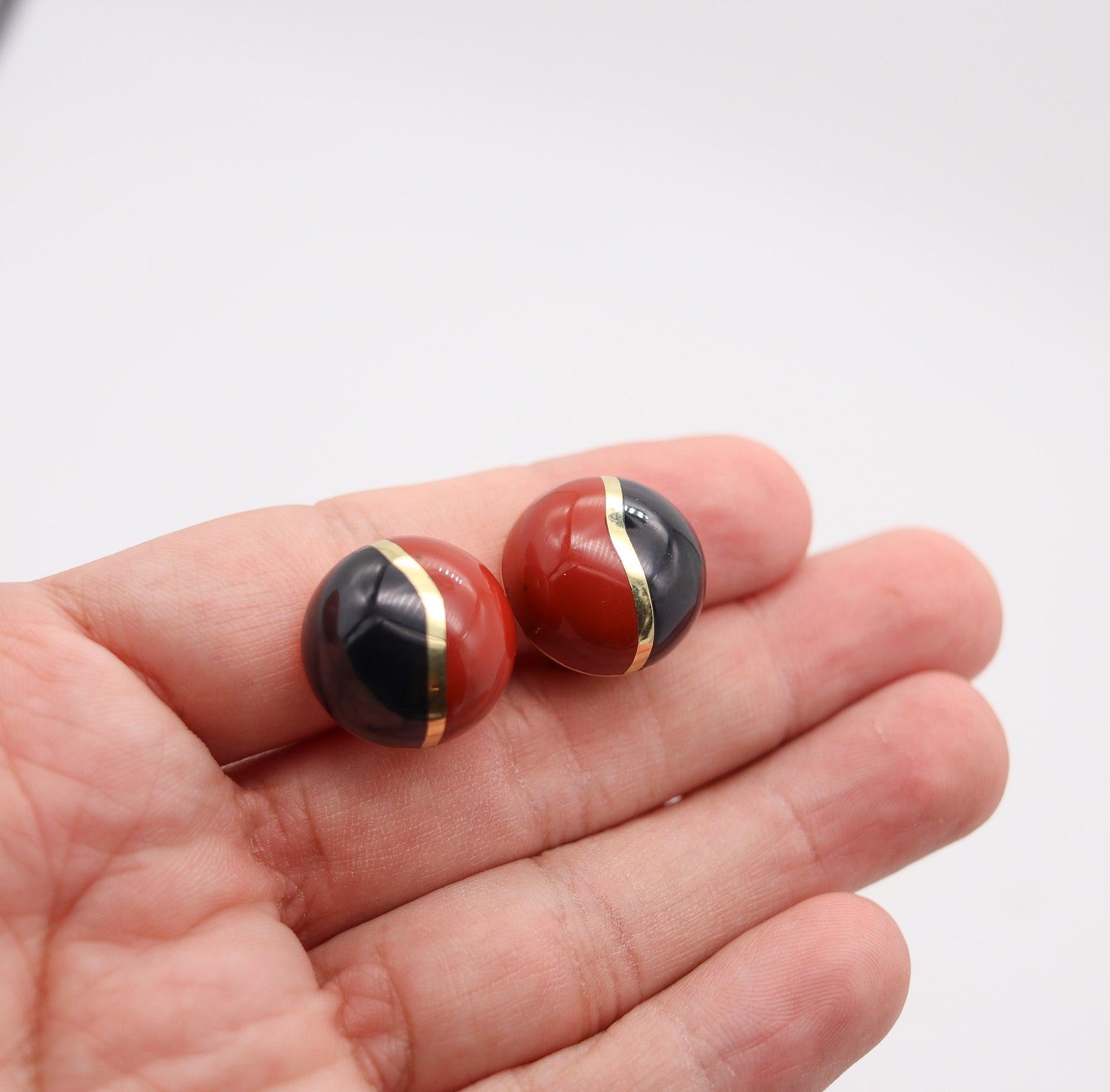 TIFFANY & CO. Angela Cummings Modernist Ohrringe 18Kt Gold Jaspis & Jade Damen im Angebot