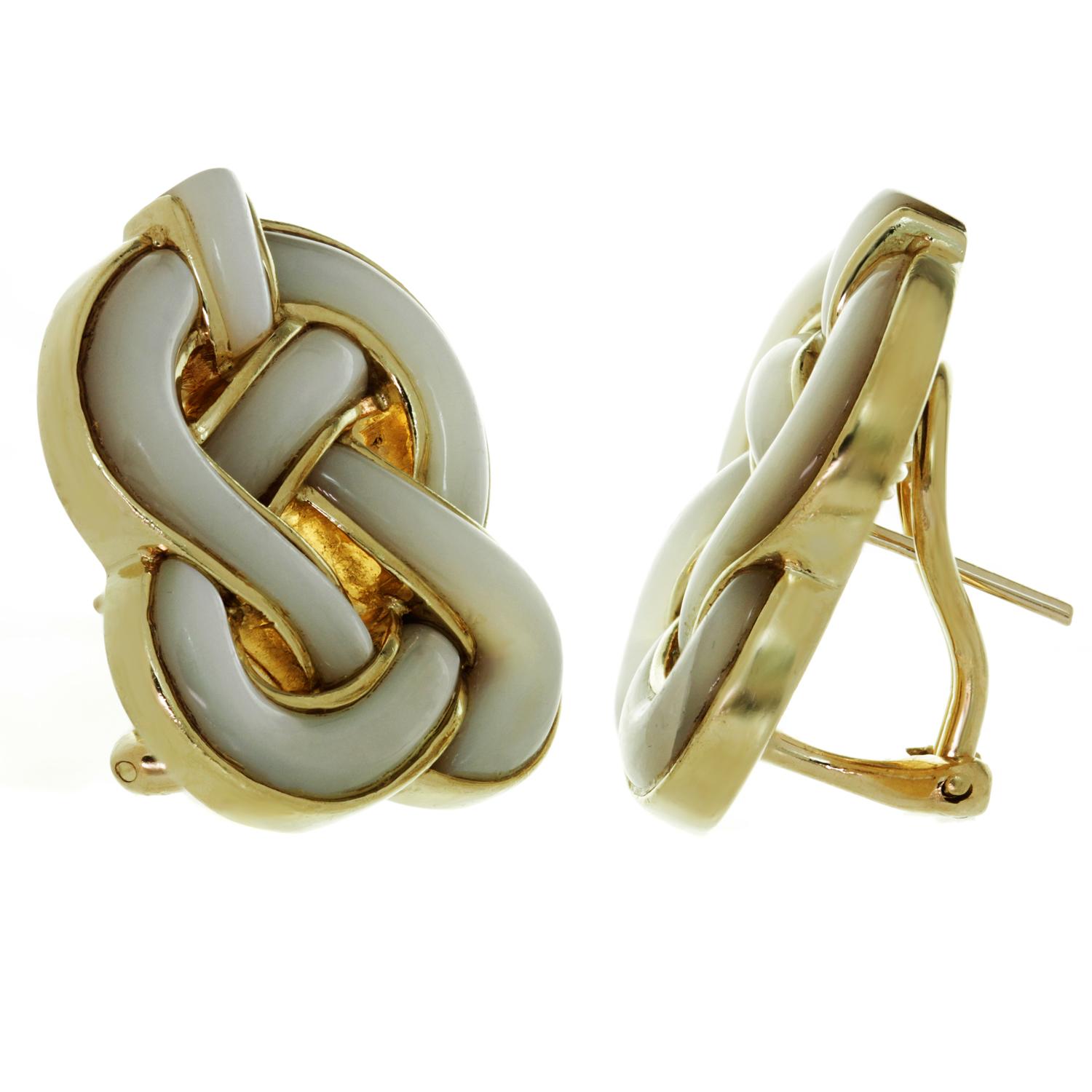 Tiffany & Co. Angela Cummings Perlmutt-Ohrringe mit Knoten aus Gelbgold 1