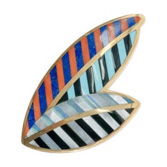Tiffany & Co. Angela Cummings Multicolored Hardstone Shell Leaf Brooch