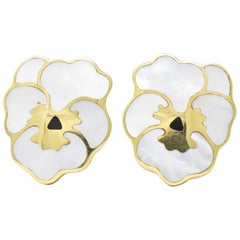 Tiffany & Co. Angela Cummings Onyx Mother-of-Pearl 18 Karat Gold Pansy Earrings