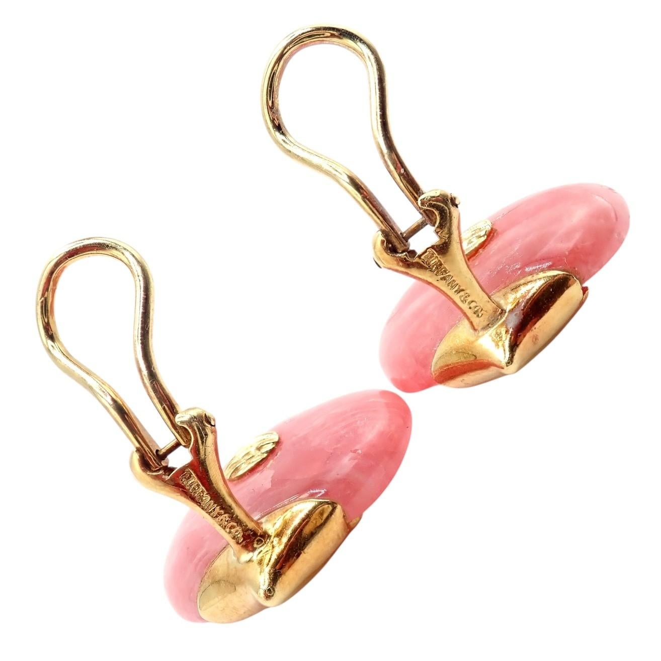 Ohrringe von Tiffany & Co Angela Cummings aus Gelbgold mit rosa Achat-Blütenblättern und rosa Achat im Angebot 5
