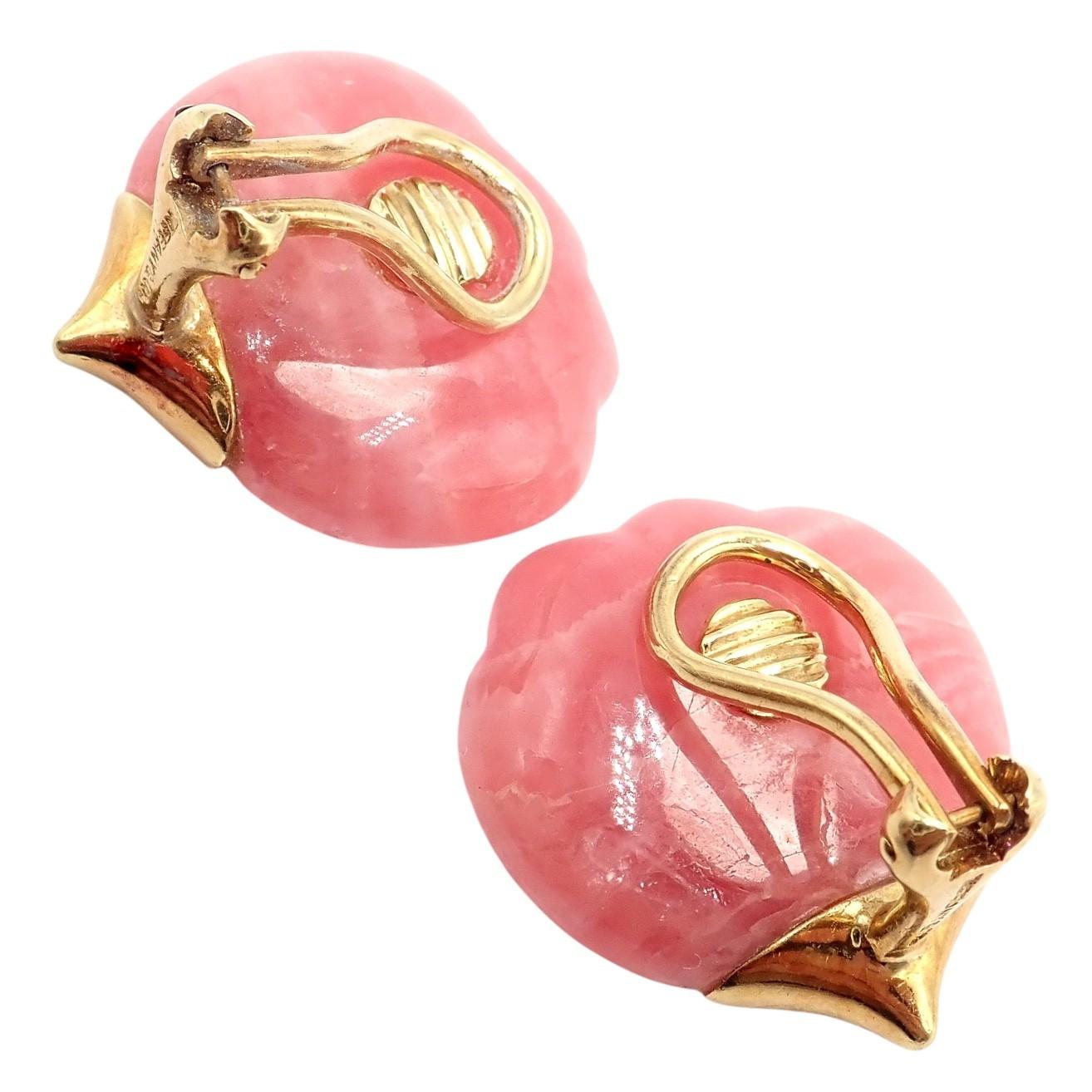 Ohrringe von Tiffany & Co Angela Cummings aus Gelbgold mit rosa Achat-Blütenblättern und rosa Achat im Angebot 6