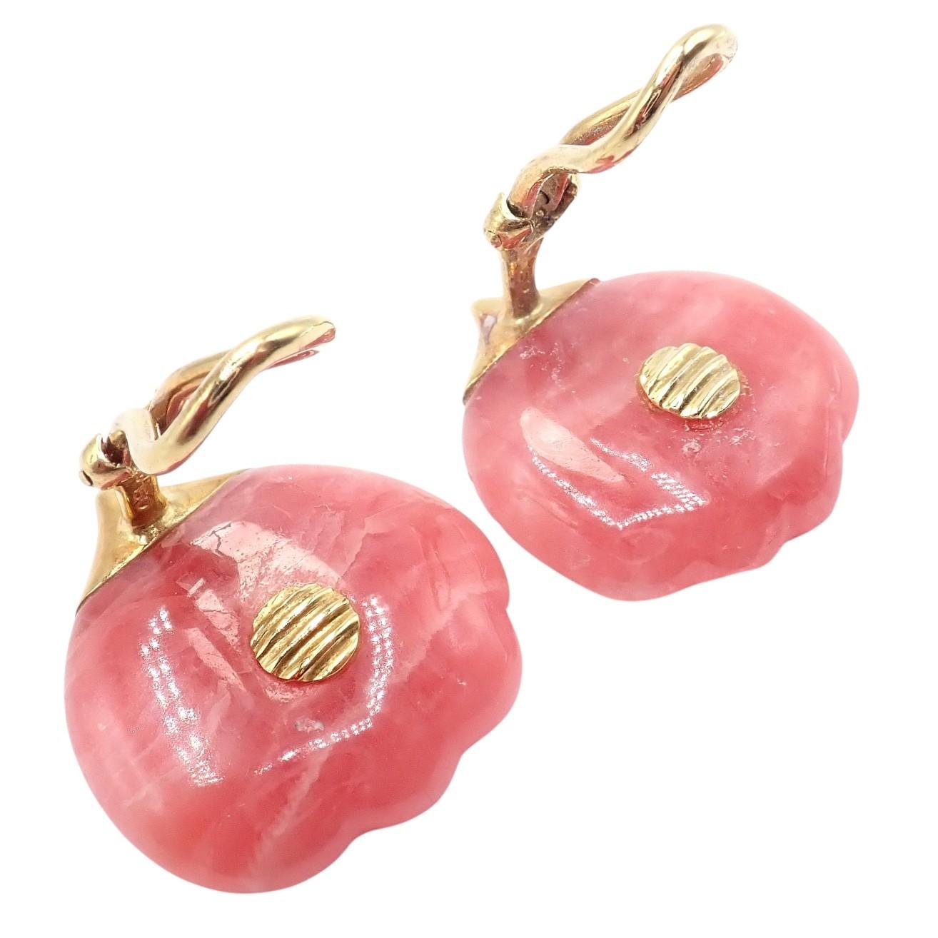 Ohrringe von Tiffany & Co Angela Cummings aus Gelbgold mit rosa Achat-Blütenblättern und rosa Achat im Angebot 1