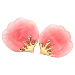 Tiffany & Co Angela Cummings Petals Pink Agate Yellow Gold Earrings