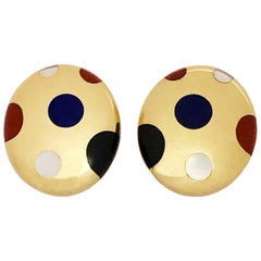 Tiffany & Co. Angela Cummings Polka Dot Gold and Stone Inlay Earrings