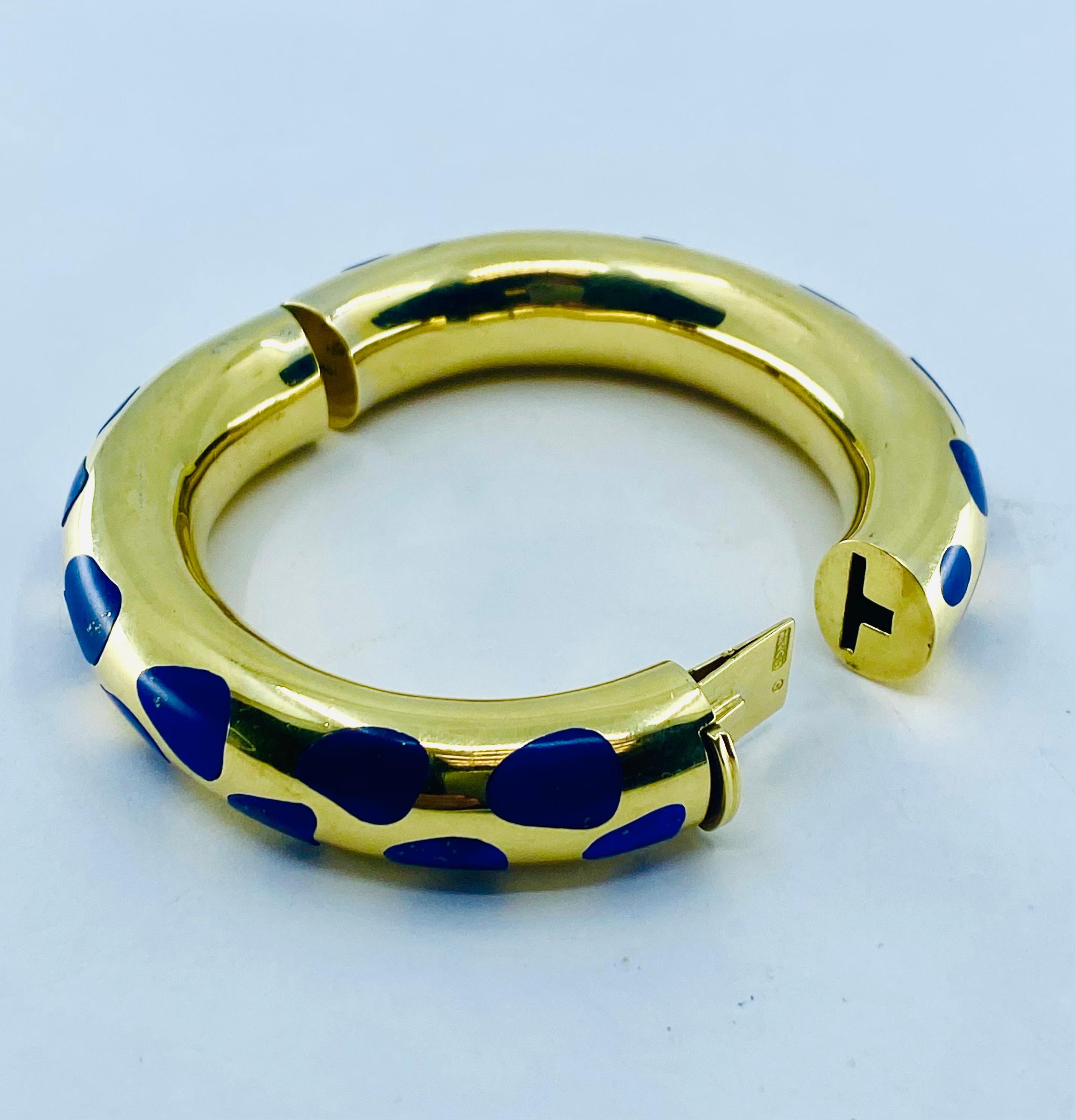 Tiffany & Co. Angela Cummings Positive and Negative Lapis Inlay Gold Bracelet For Sale 5