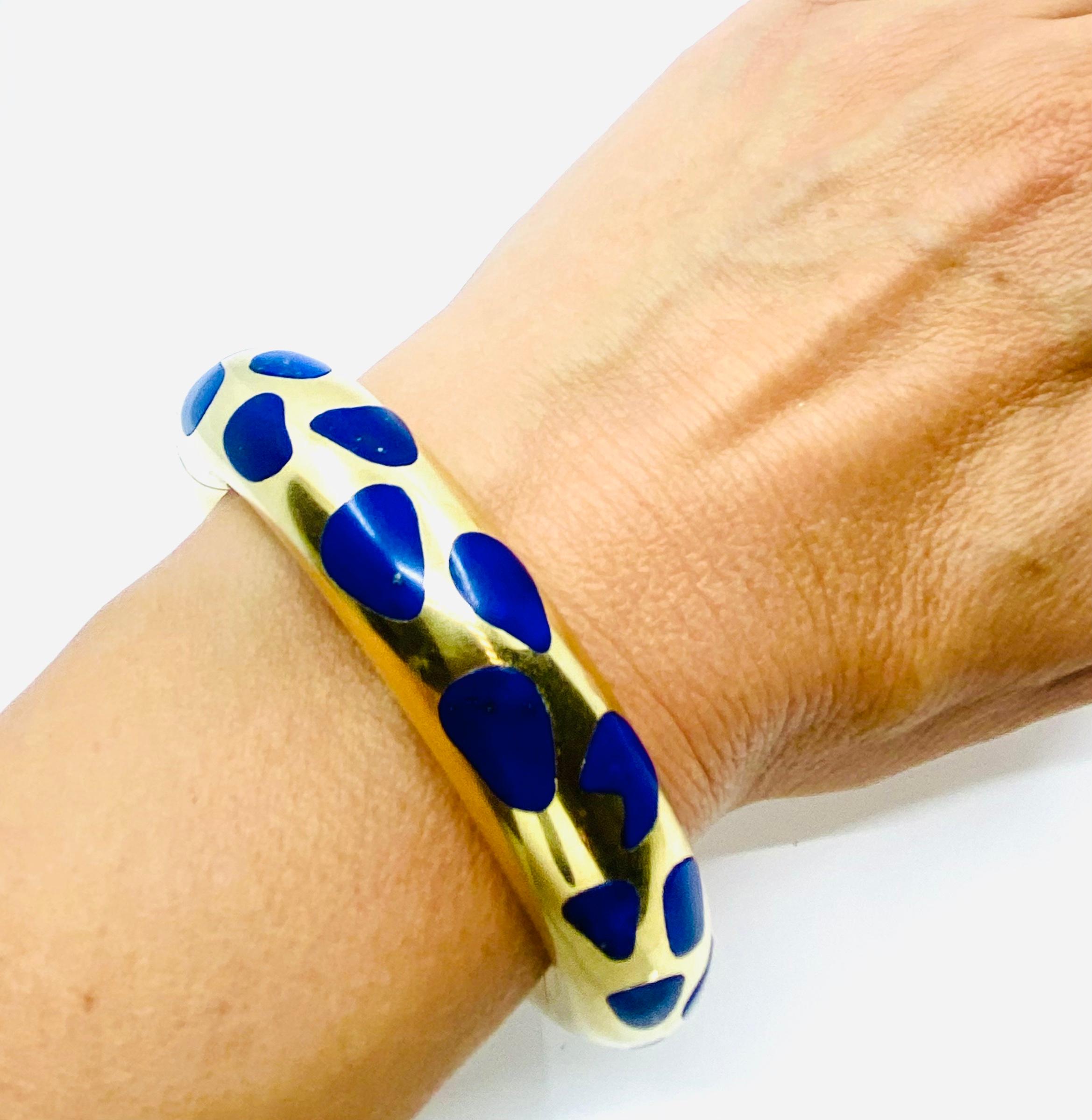 Mixed Cut Tiffany & Co. Angela Cummings Positive and Negative Lapis Inlay Gold Bracelet For Sale