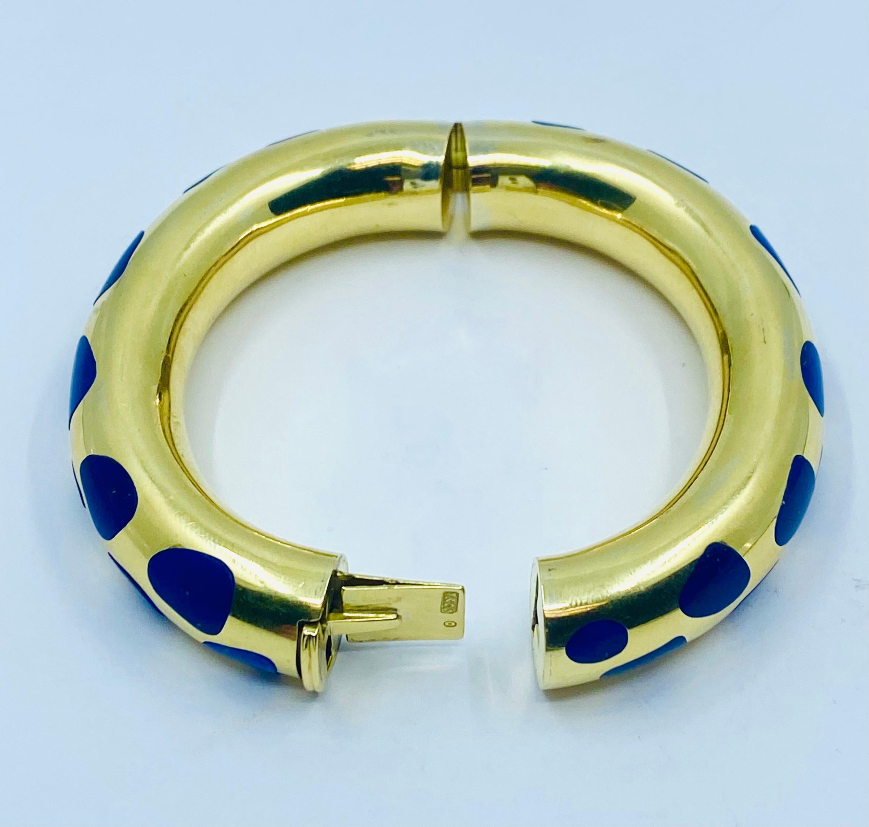 Tiffany & Co. Angela Cummings, bracelet en or incrusté de lapis positifs et négatifs en vente 2