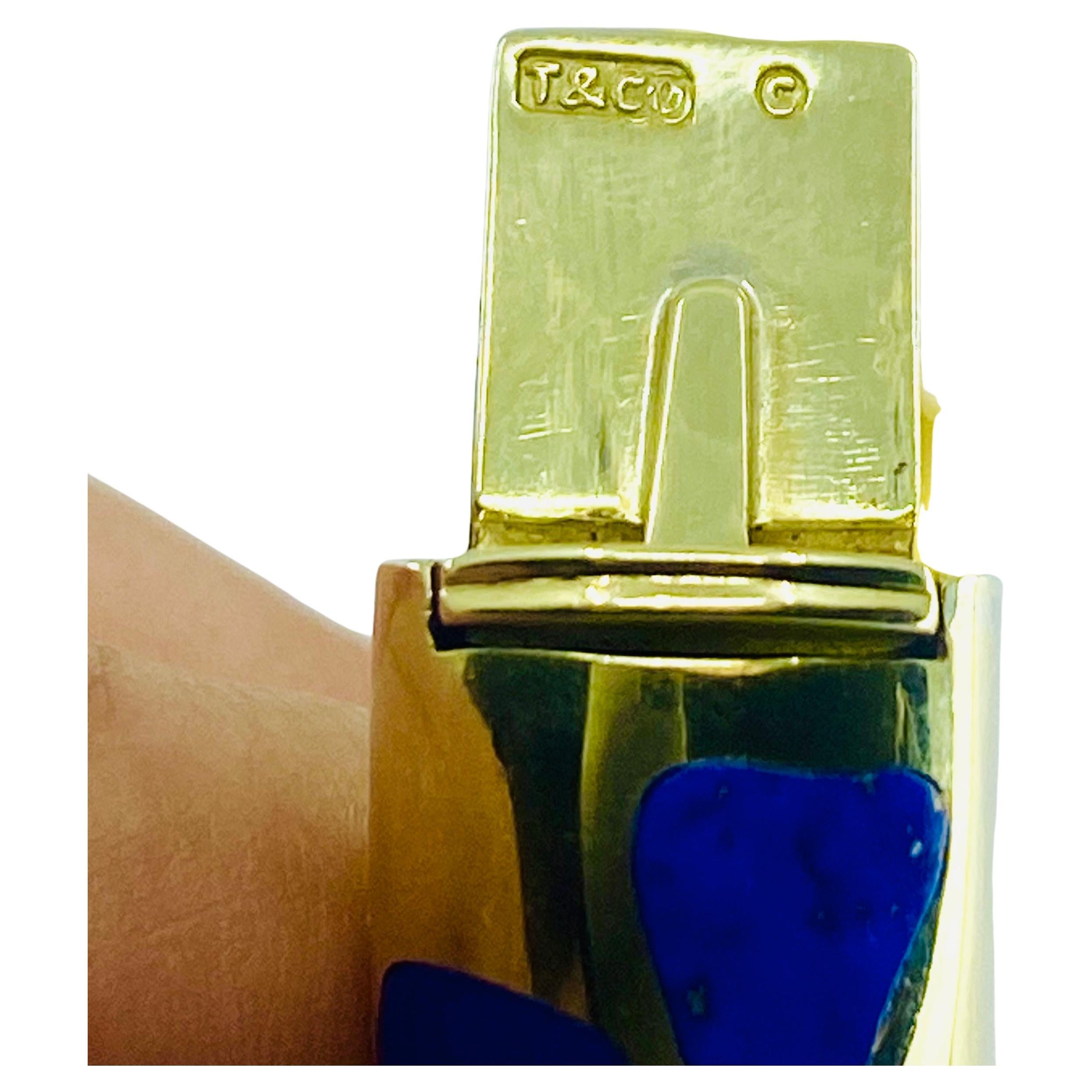 Tiffany & Co. Angela Cummings, bracelet en or incrusté de lapis positifs et négatifs en vente 4