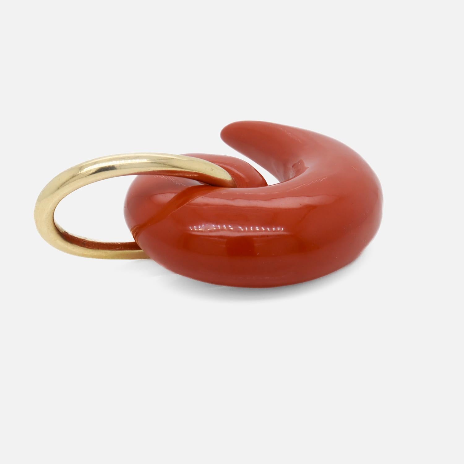 Tiffany & Co Angela Cummings Roter Jaspis-Komma-Anhänger für eine Halskette, 1970er Jahre 5