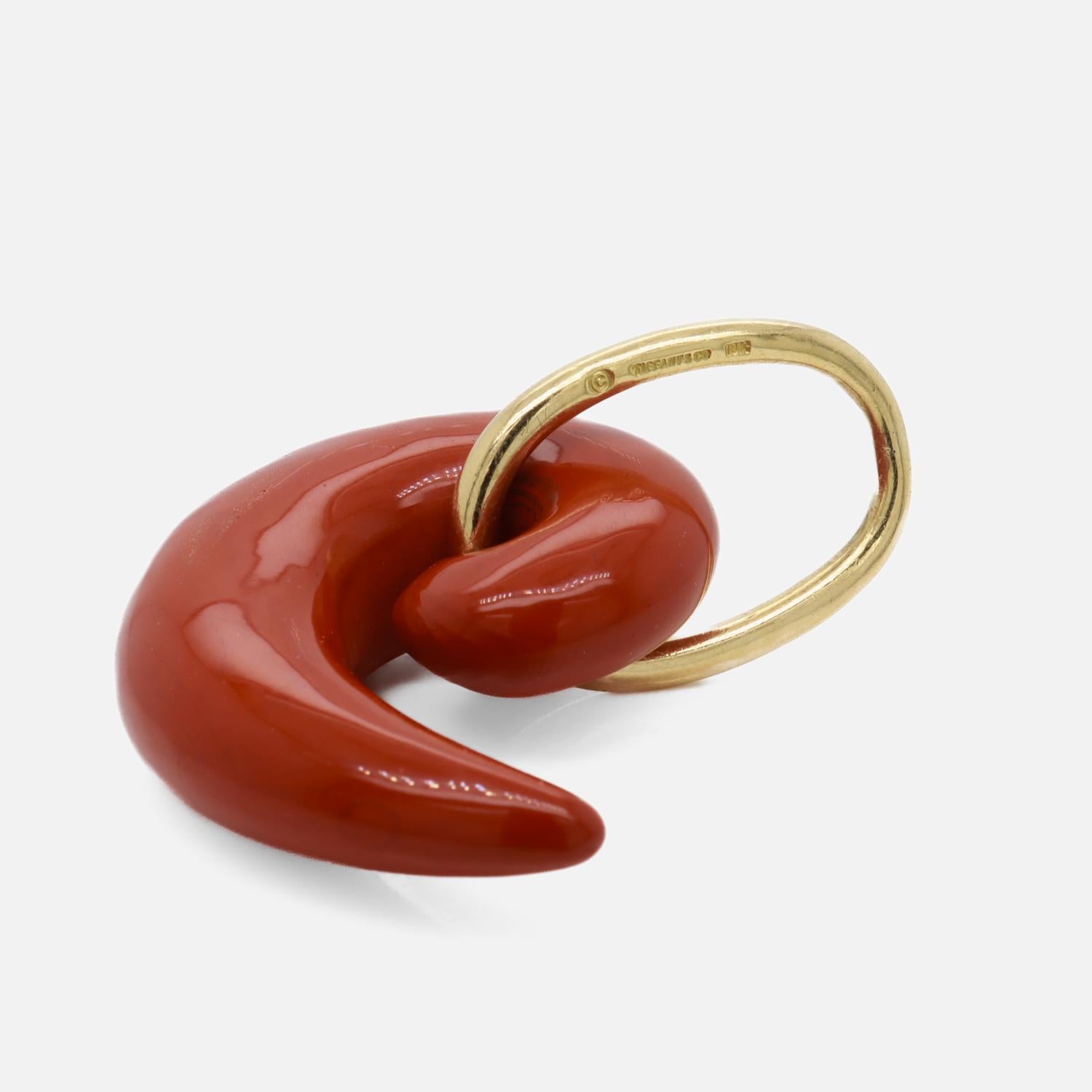 Tiffany & Co Angela Cummings Roter Jaspis-Komma-Anhänger für eine Halskette, 1970er Jahre 8