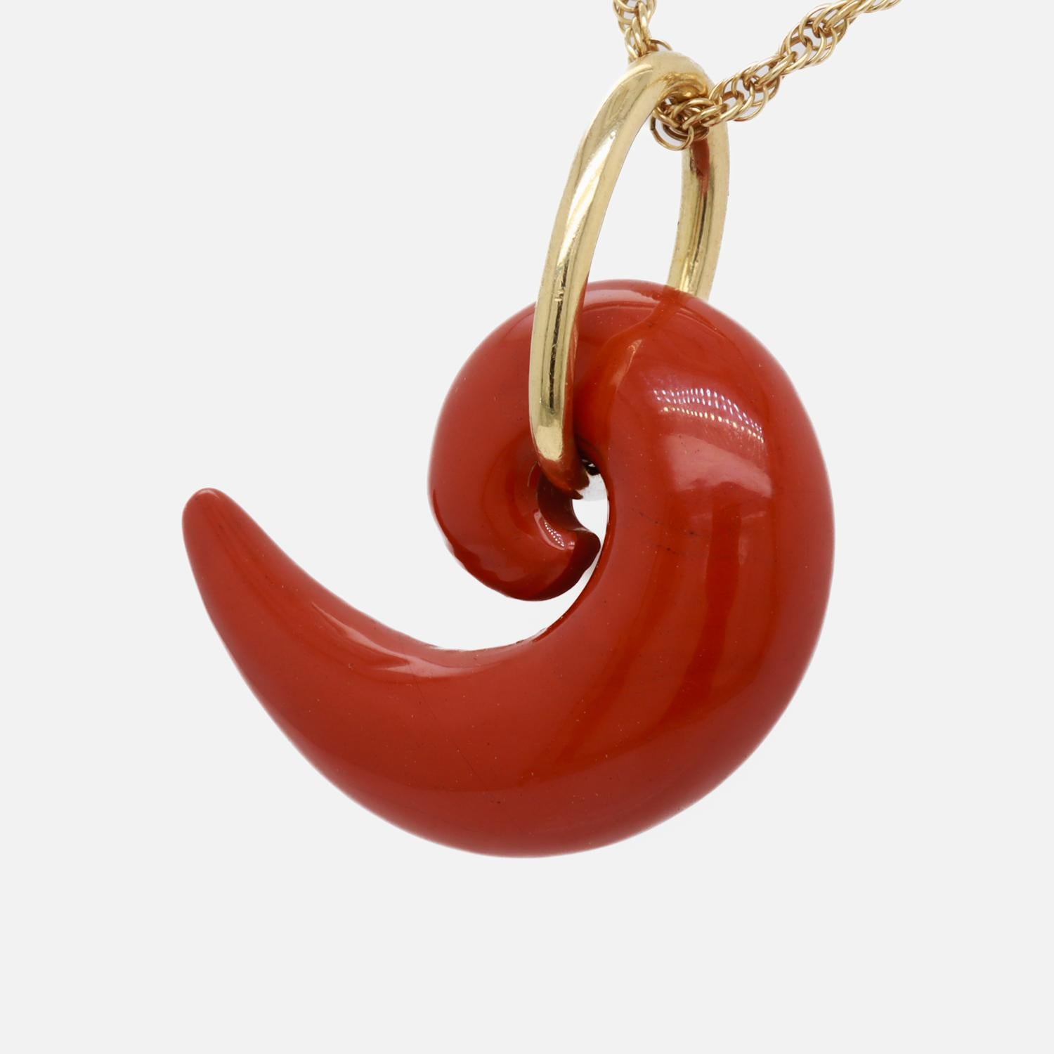 Tiffany & Co Angela Cummings Roter Jaspis-Komma-Anhänger für eine Halskette, 1970er Jahre 1