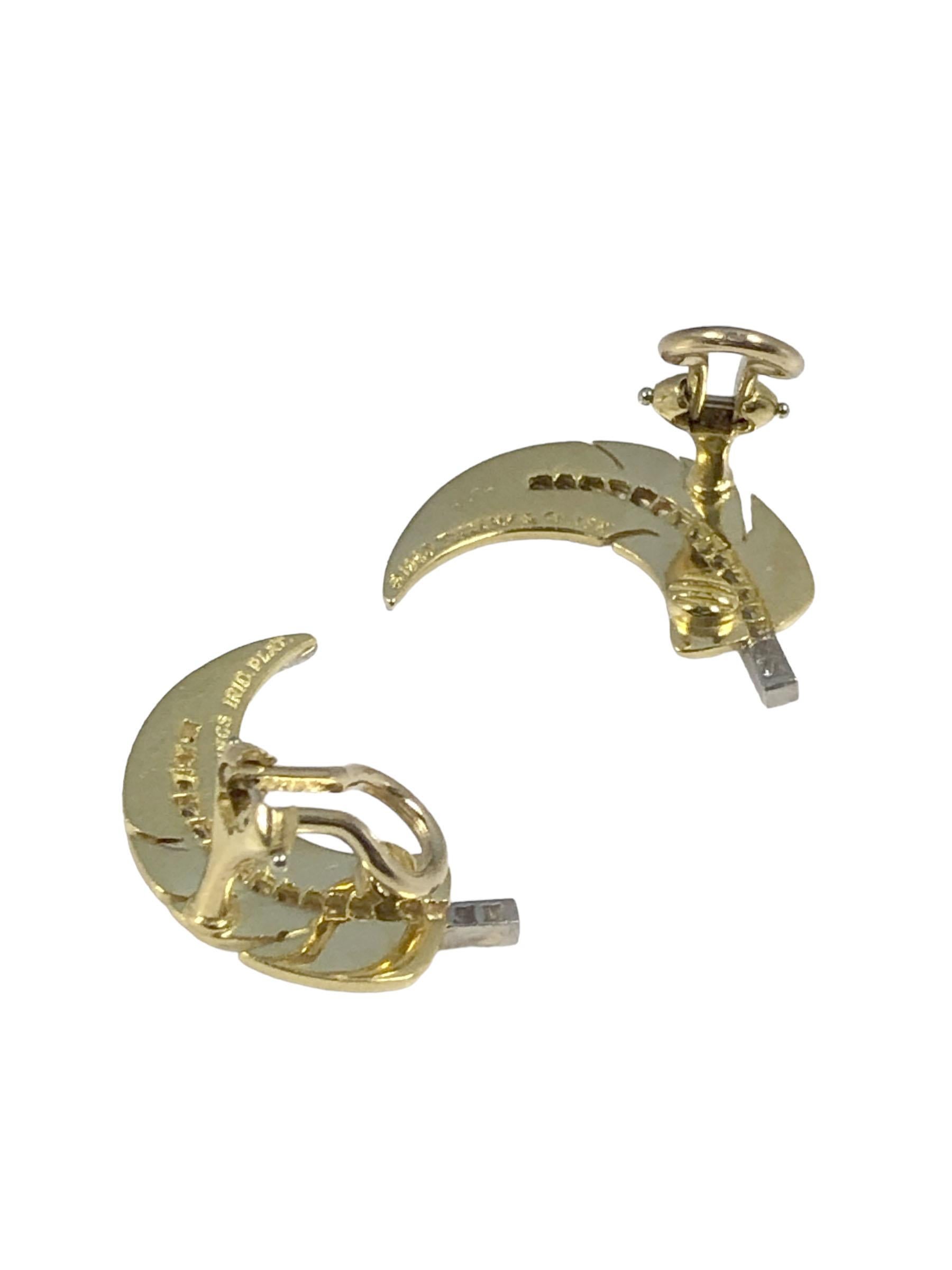 Round Cut Tiffany & Co. Angela Cummings Vintage 18k Platinum and Diamond Leaf Earrings