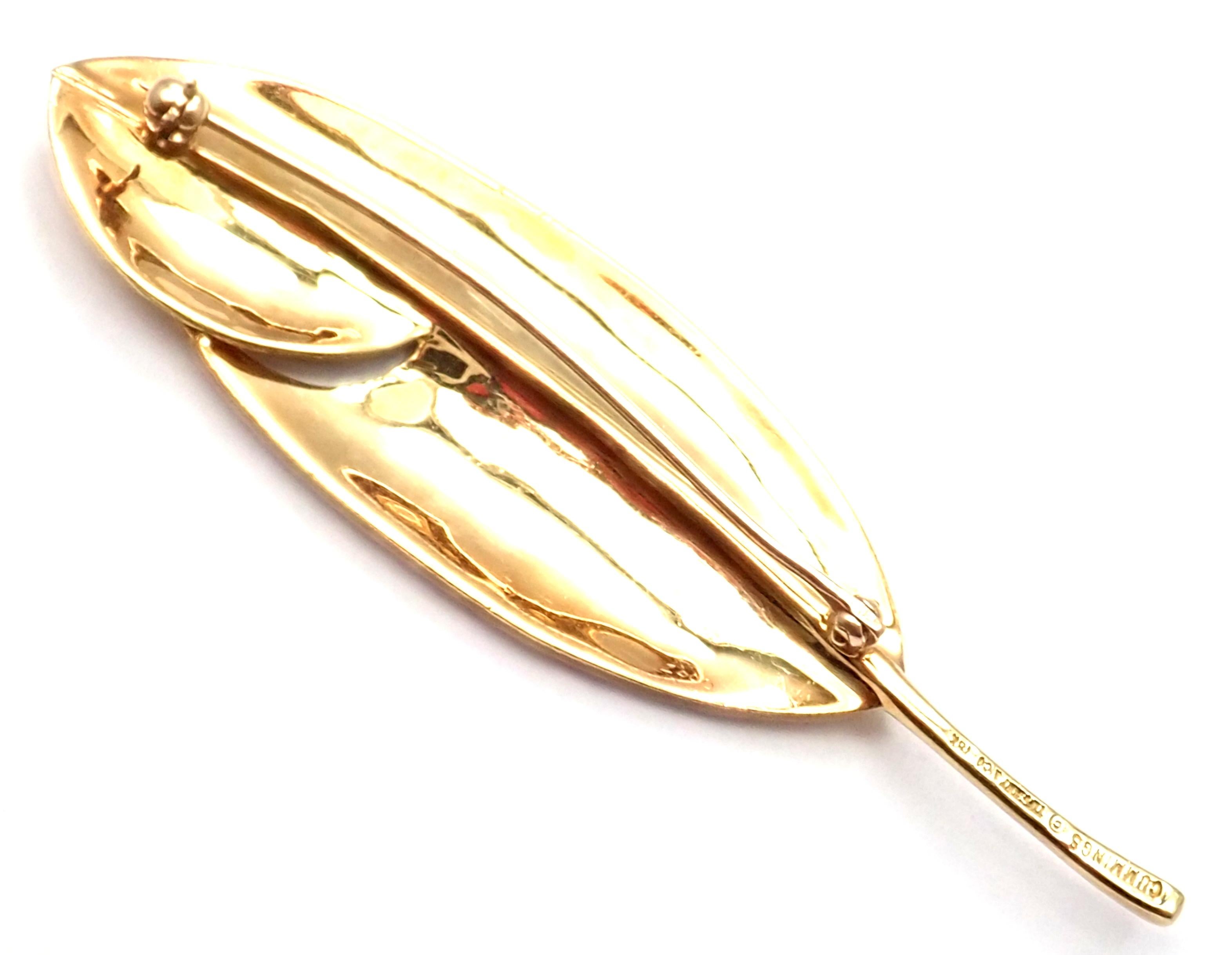 Tiffany & Co. Angela Cummings Yellow Gold Leaf Pin Brooch For Sale 1