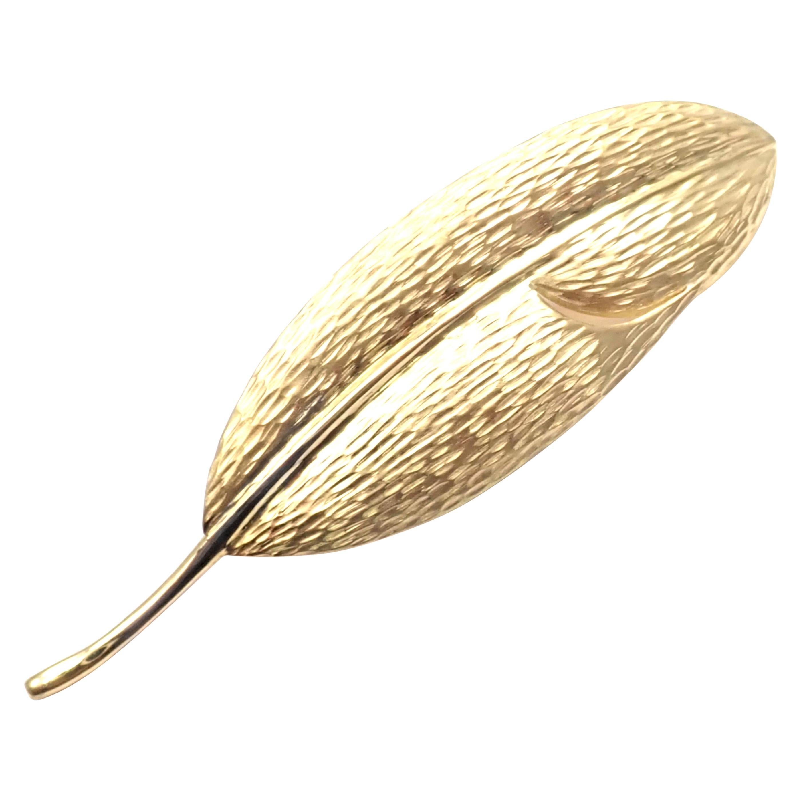 Tiffany & Co. Angela Cummings Yellow Gold Leaf Pin Brooch For Sale