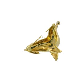 Tiffany & Co. Animal Seal Brooch Balancing Diamond Ball 18K Yellow Gold