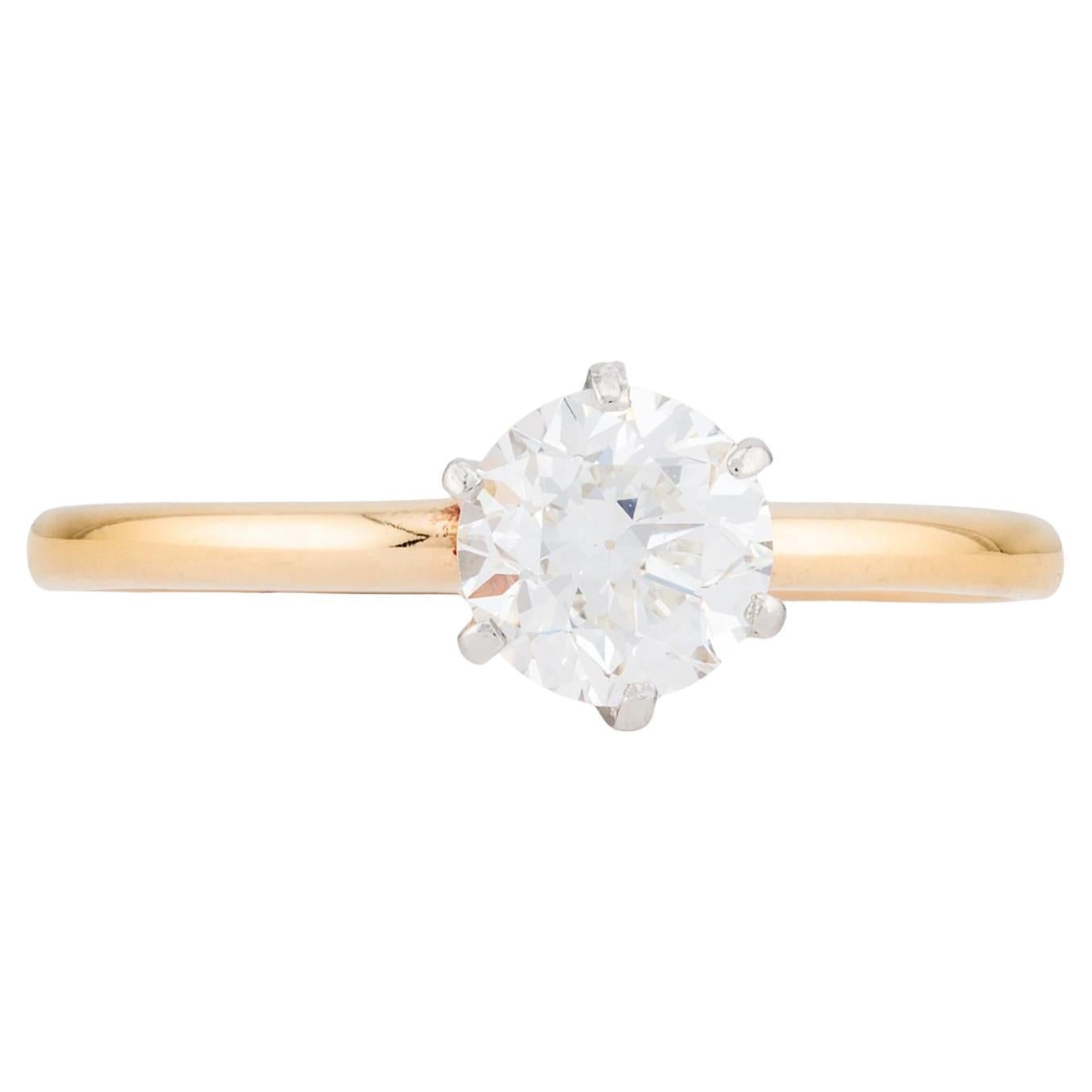 Tiffany & Co Antique 0.75ct Diamond Engagement Ring in 18 Karat Gold, Platinum