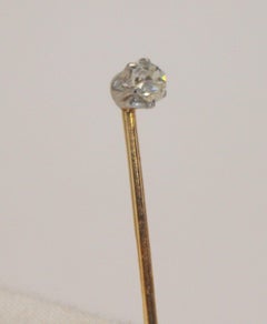 Tiffany & Co. Antique 14k Yellow Gold & Cushion Cut Diamond Stick Pin W/Box