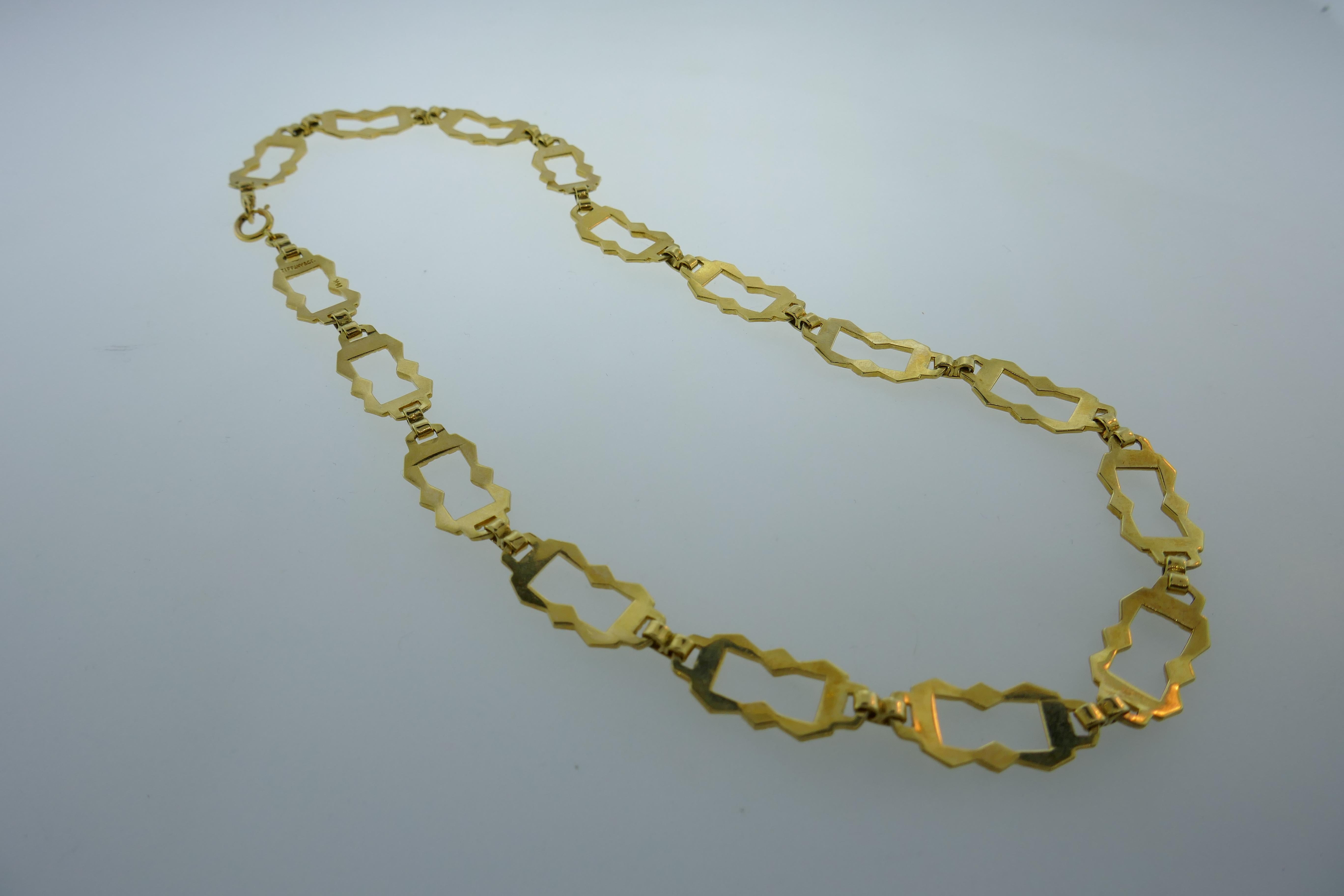 Tiffany & Co. Antique 14 Karat Yellow Gold Link Necklace Rare In Excellent Condition In Beverly Hills, CA