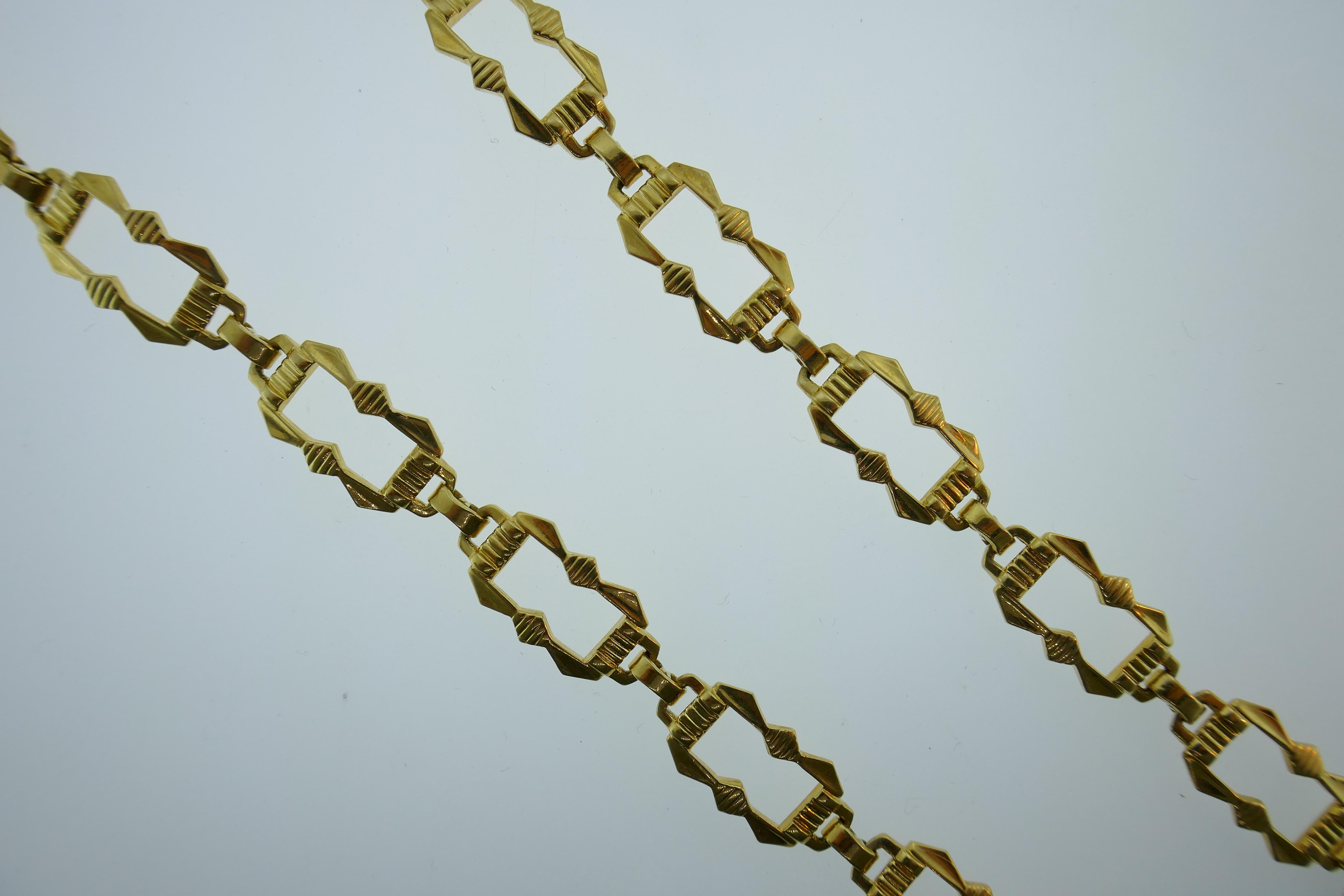 Tiffany & Co. Antique 14 Karat Yellow Gold Link Necklace Rare 2