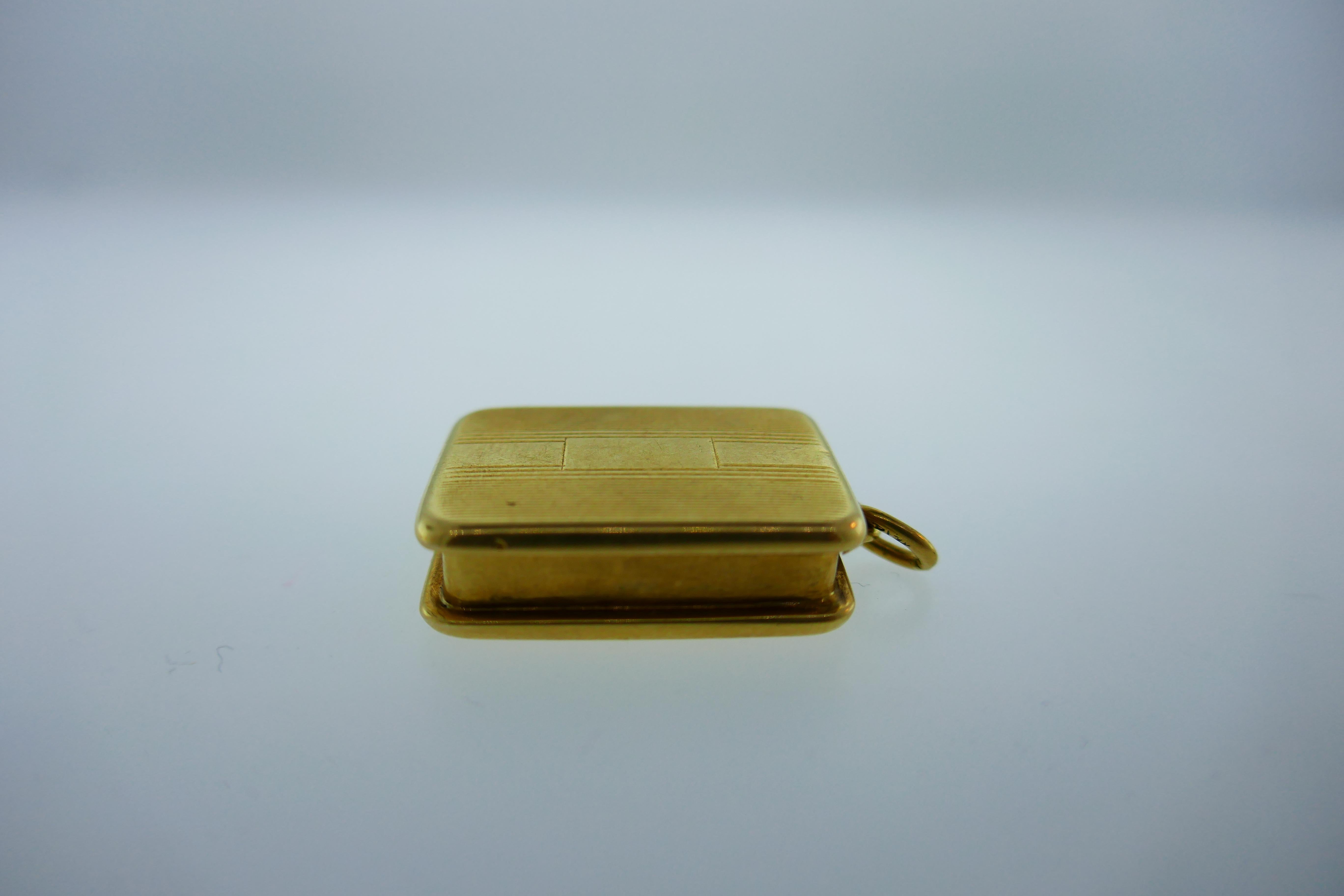 Women's or Men's Tiffany & Co. Antique 14k Yellow Gold Locket / Pill Box Pendant Charm, c. 1930s
