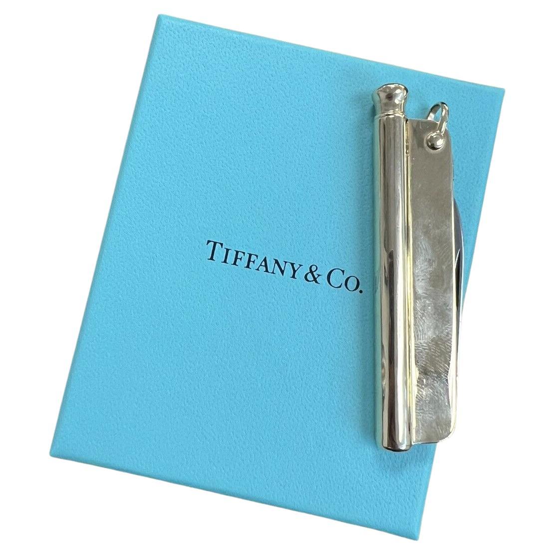 Tiffany & Co. Antique 14k Yellow Gold Pocket Knife / Pencil Pendant w/Box Pouch For Sale