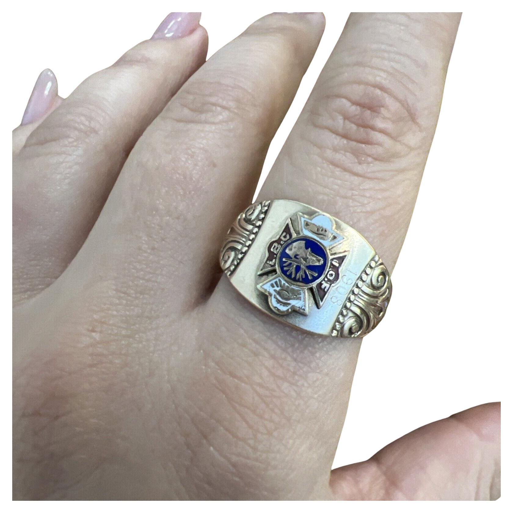 TIFFANY & CO. Antique 15k Rose Gold & Enamel Ring Dated 1908 Rare
