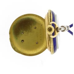 Tiffany & Co. Antique 18K Gold & Blue Enamel Keyless Wind Pendant Watch