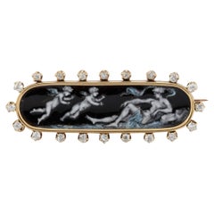 Tiffany & Co Vintage 18K Gold, Enamel, and Diamond Brooch
