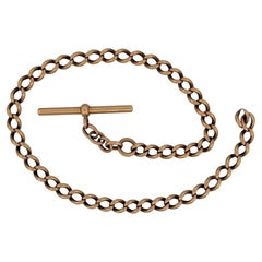 Tiffany & Co. Antique 18K Rose Gold Pocket Watch Chain with Signed T-Bar, 14"