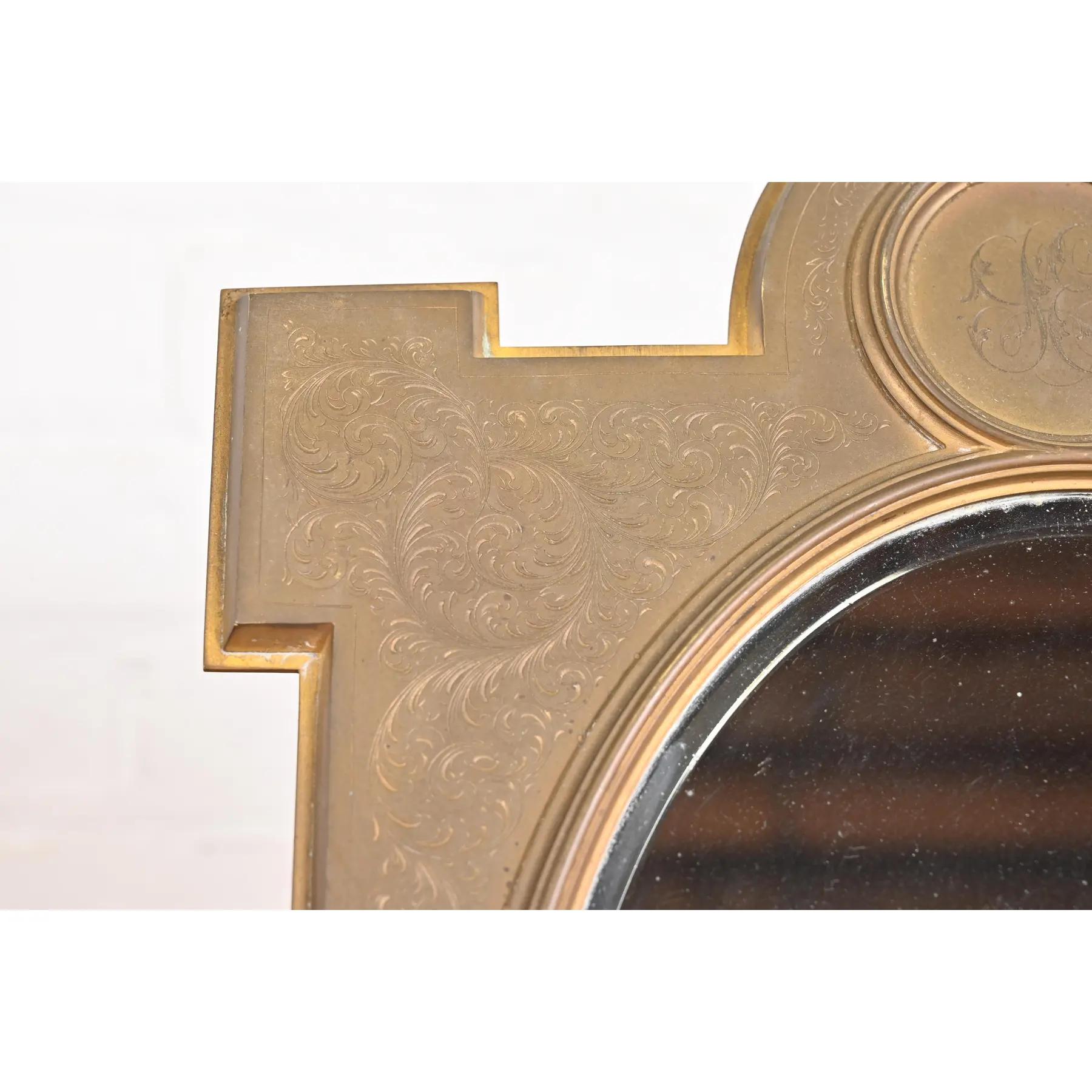 XIXe siècle Tiffany & Co. Miroir de table Art déco ancien en bronze en vente