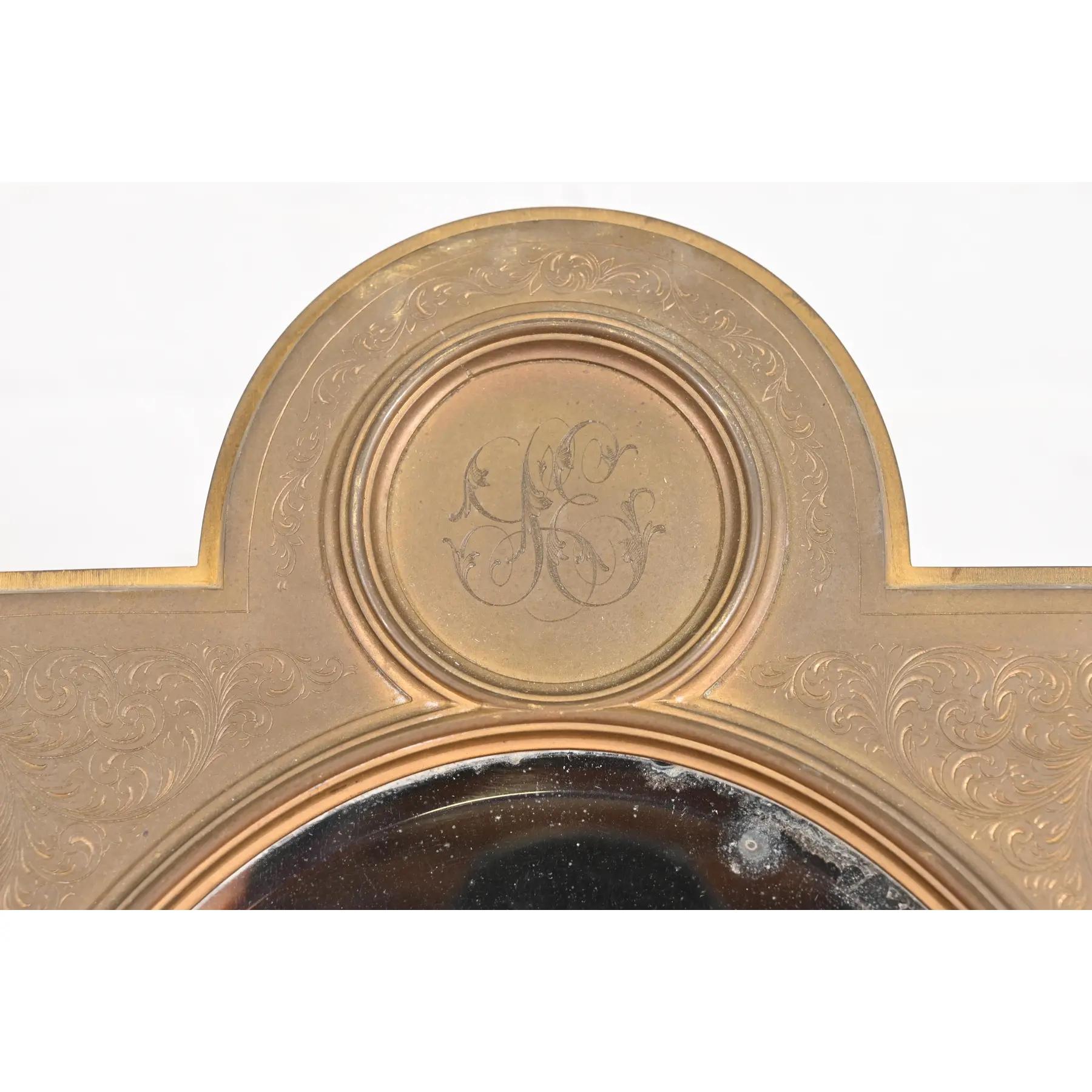 Bronze Tiffany & Co. Miroir de table Art déco ancien en bronze en vente