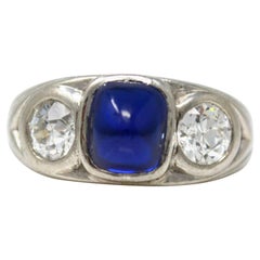 Tiffany & Co. Antique Art Deco Cambodian No Heat Sapphire and Diamond Ring, GIA