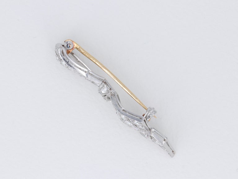 Tiffany & Co. Antique Art Deco Diamond Brooch in Platinum & 18 Karat Yellow Gold In Good Condition For Sale In Tampa, FL