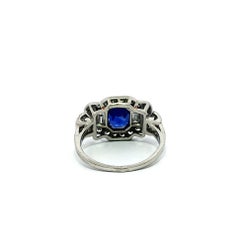 Tiffany & Co. Antique Art Deco Platinum Royal Blue No Heat Sapphire Diamond Ring