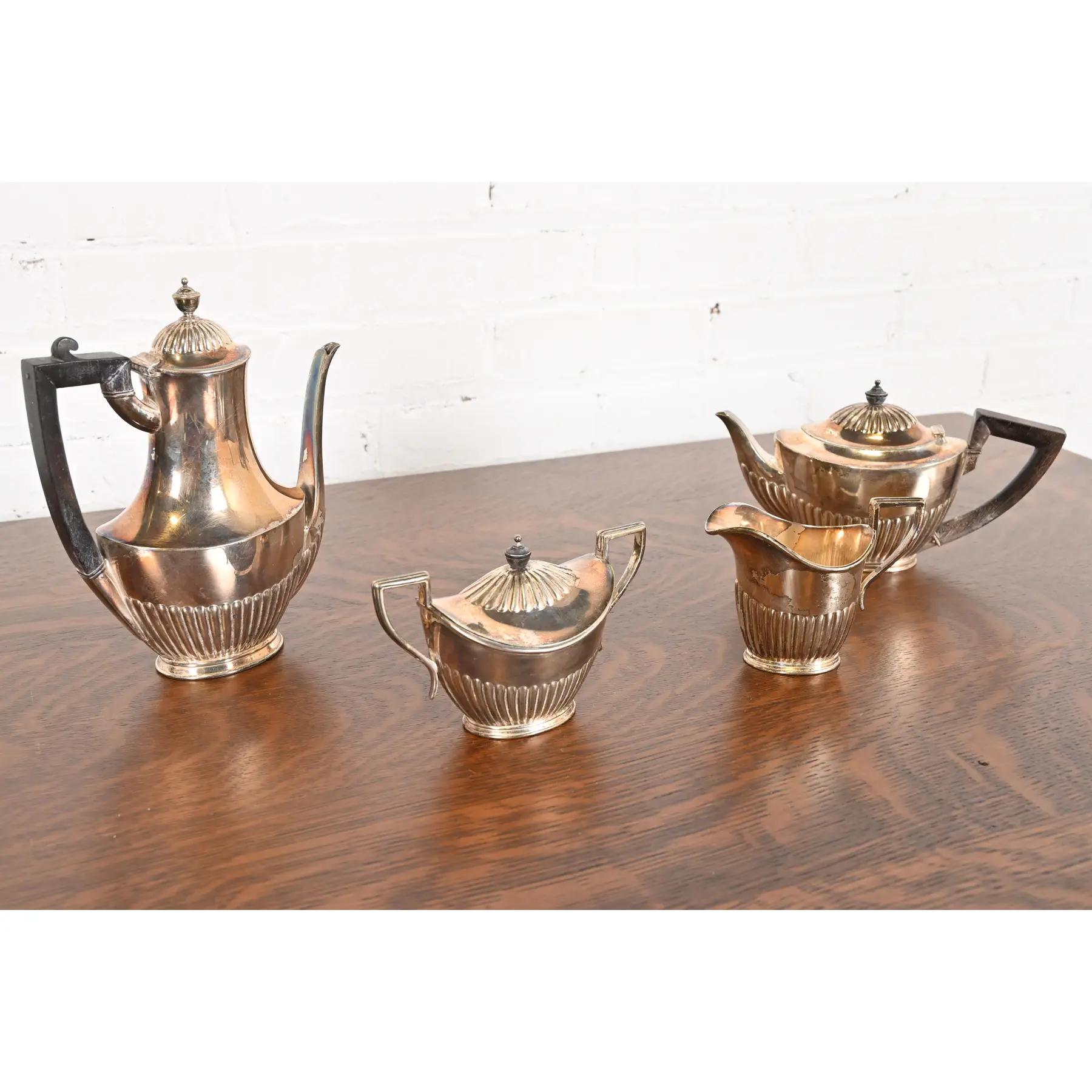 Tiffany & Co. Antique Art Deco Silver Plate Coffee or Tea Service Set In Good Condition For Sale In South Bend, IN