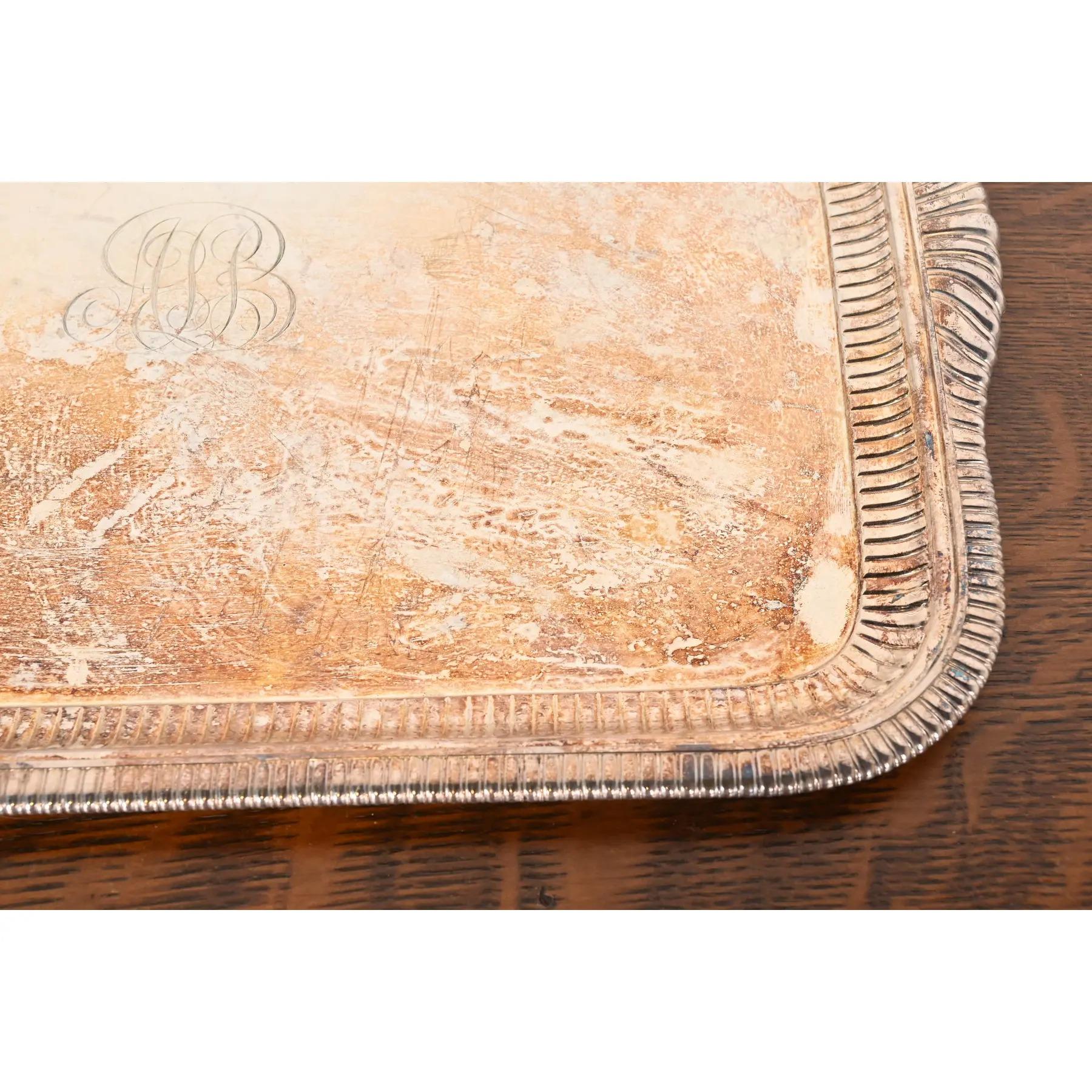 Tiffany & Co. Antico vassoio da portata in silverplate Art Deco in vendita 3