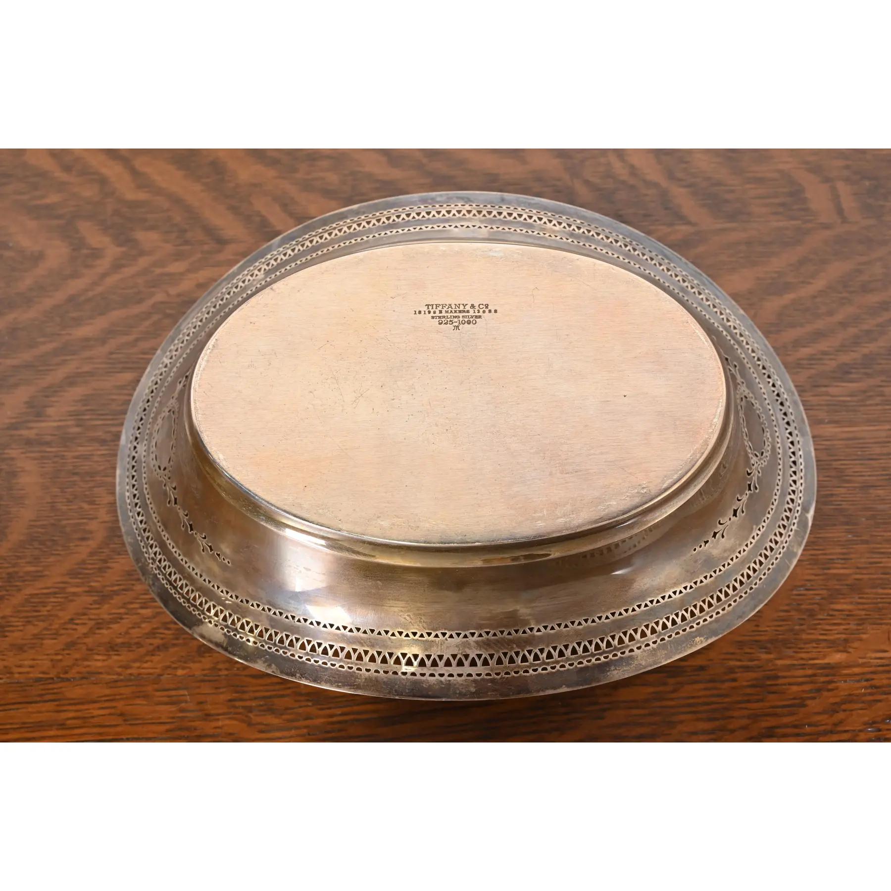 Tiffany & Co. Antique Art Deco Sterling Silver Reticulated Centerpiece Bowl For Sale 5