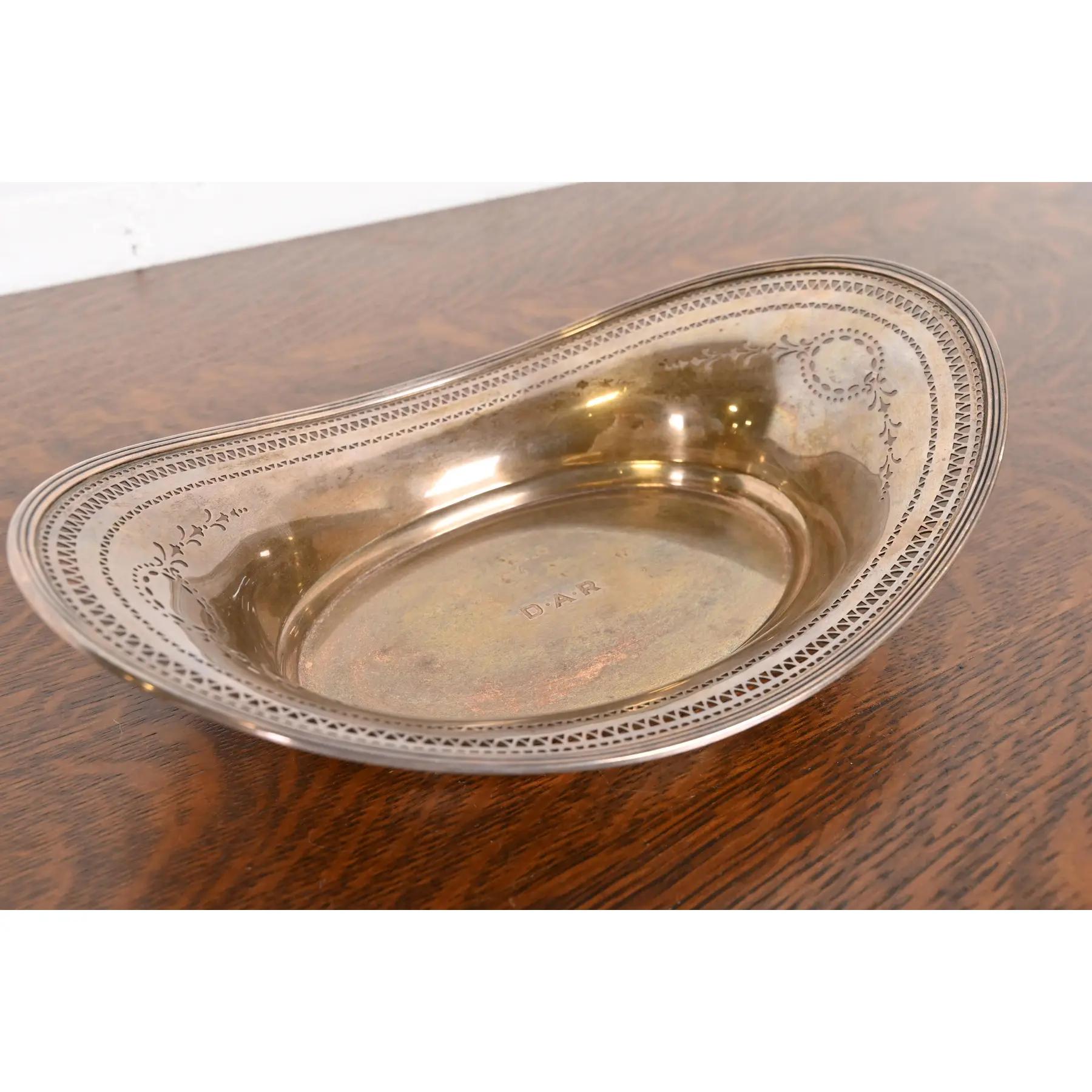 20th Century Tiffany & Co. Antique Art Deco Sterling Silver Reticulated Centerpiece Bowl For Sale