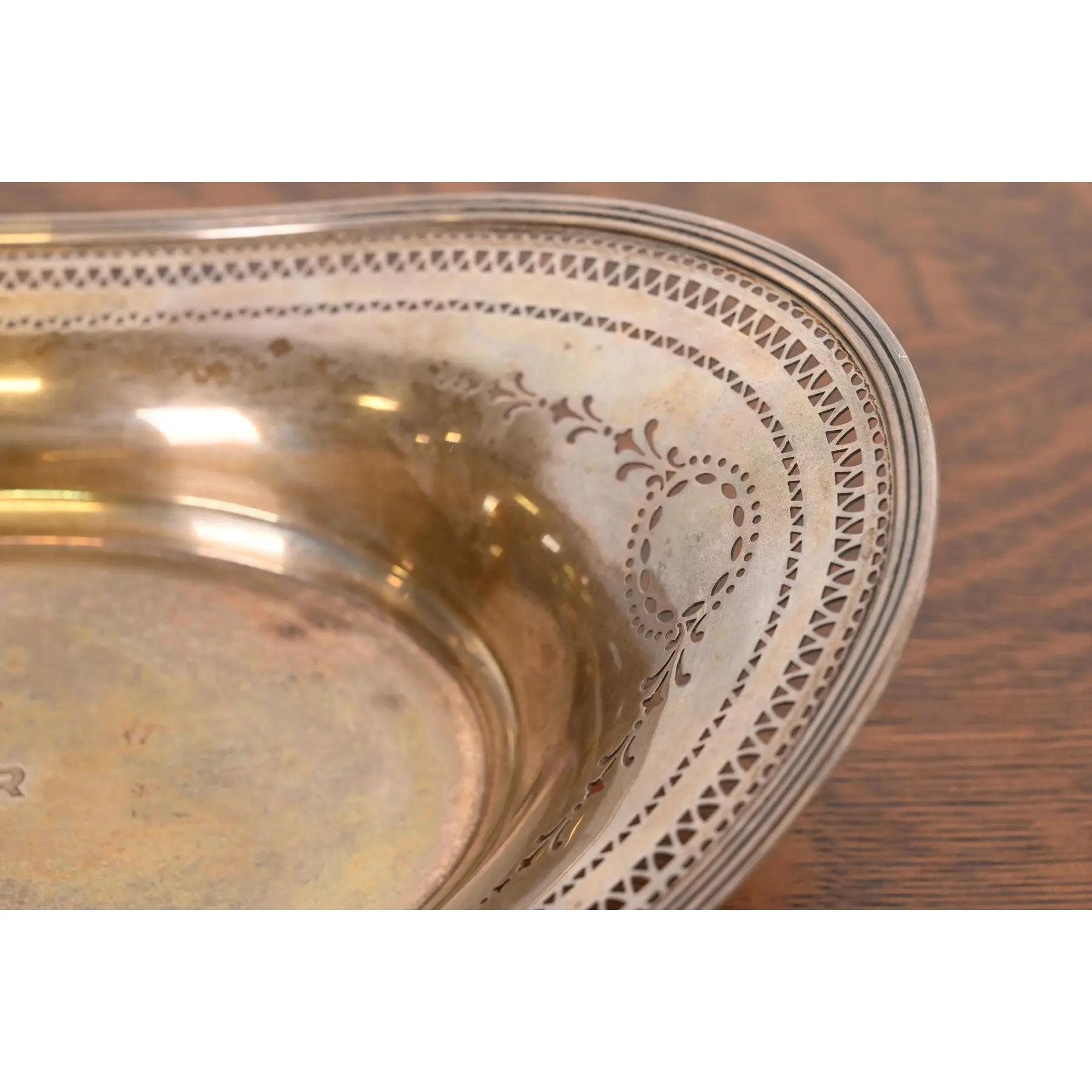 Tiffany & Co. Antique Art Deco Sterling Silver Reticulated Centerpiece Bowl For Sale 4