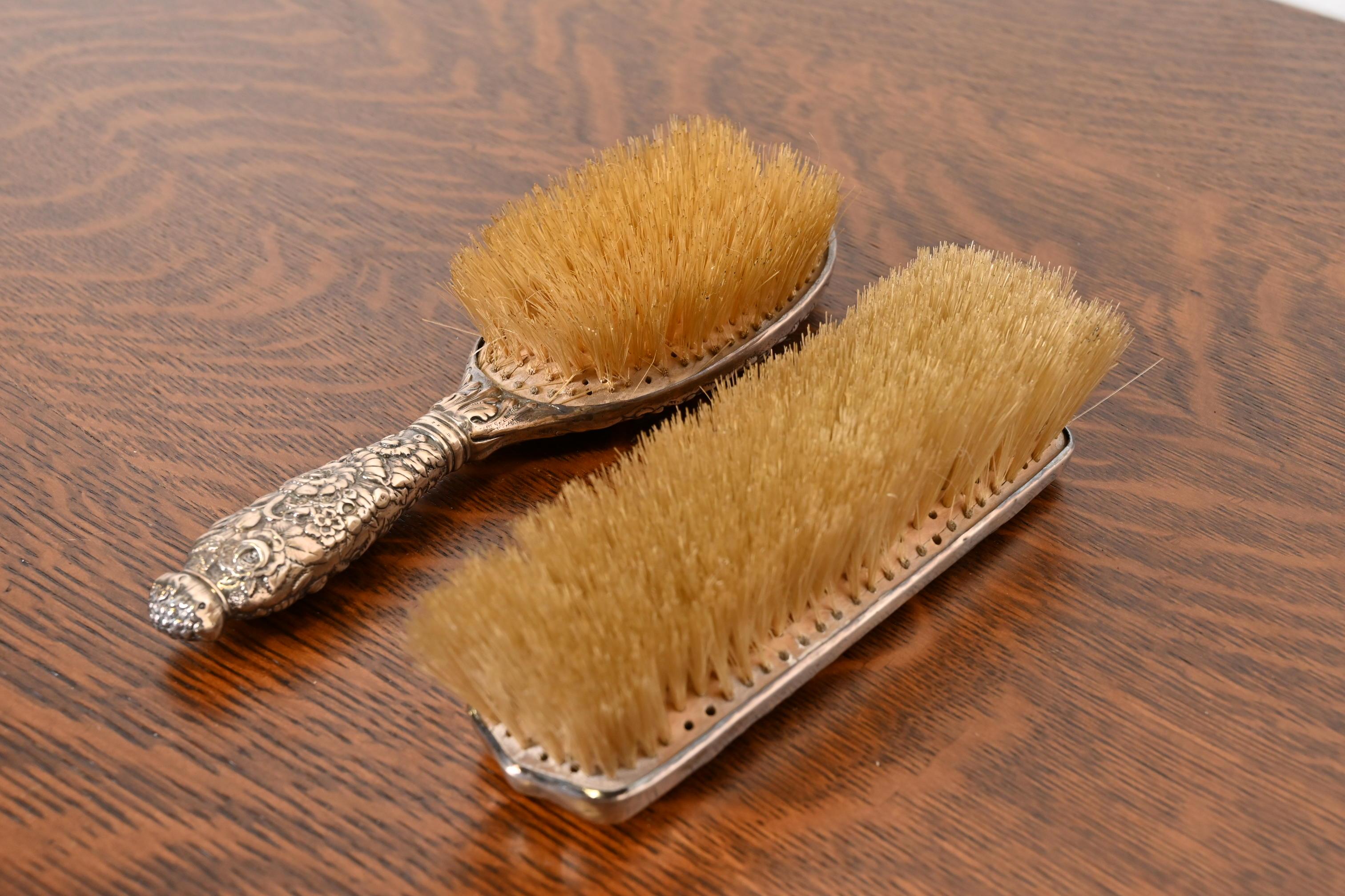 20th Century Tiffany & Co. Antique Art Nouveau Sterling Silver Repousse Dresser Set
