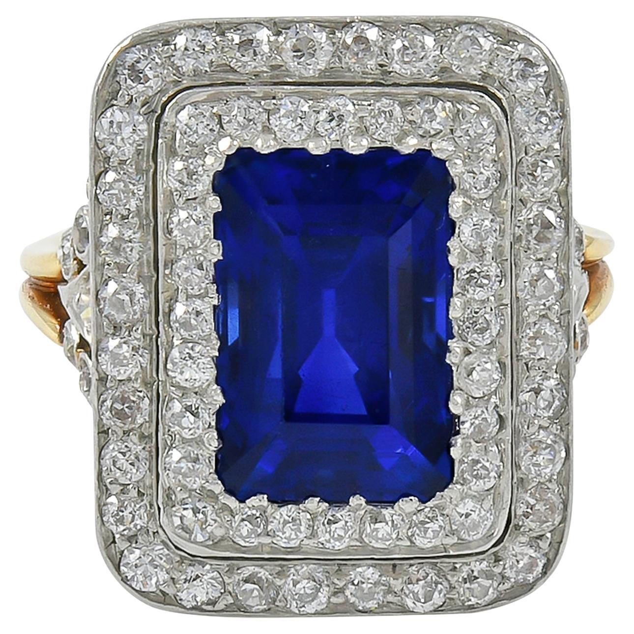 Tiffany & Co. Antique Burma Sapphire Diamond Cocktail Ring